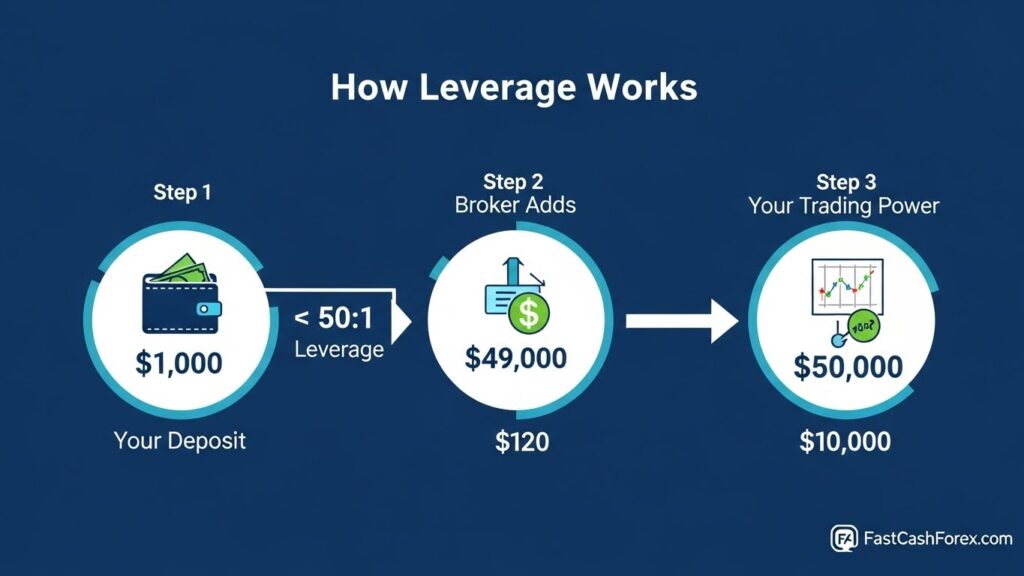 Understanding Leverage in Forex-A Step by step guide showing how forex leverage works from deposit to trading power