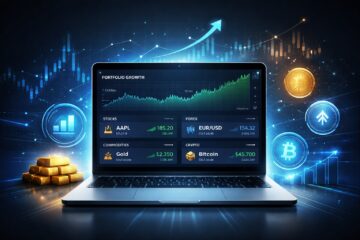 Investment Diversification portfolio dashboard showing diversified assets including forex, stocks and gold