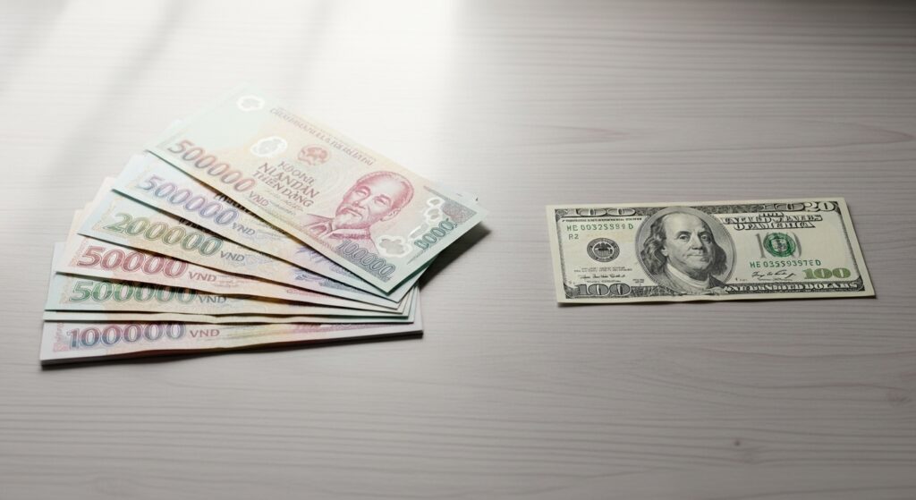 Vietnamese dong investment with US dollar comparison