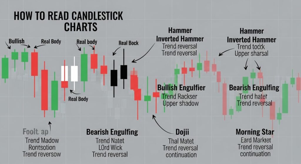 Candlestick Patterns,visual responsive, visual representation of price movements Dragonfly   Doji,  Long-legged  Doji, Bearish, Bullish, Bearish Engulfing, Morning  Star, Hammer 