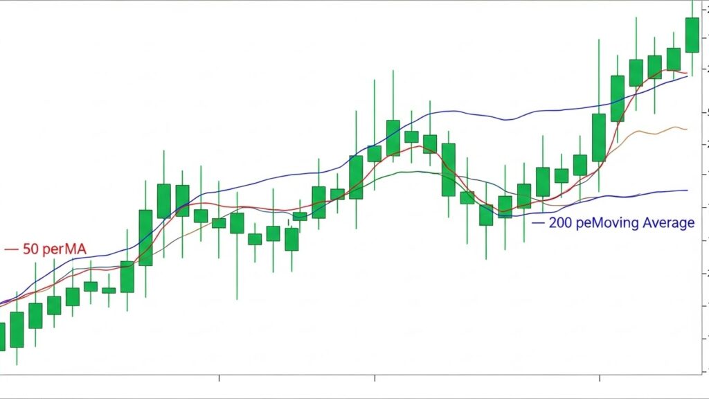 Moving averages on forex chart showing trend direction 