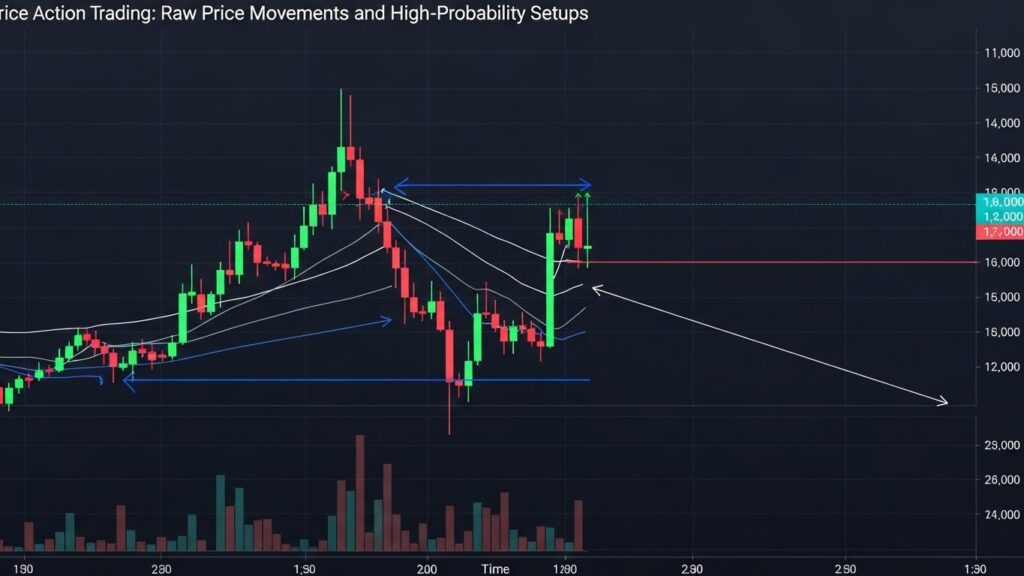 Price action trading chart showing raw price movements without relying on indicators