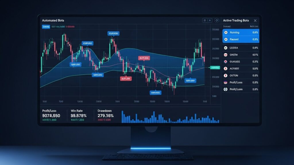 chart showing results of automated trading bot active trading using Expert Advisors robots