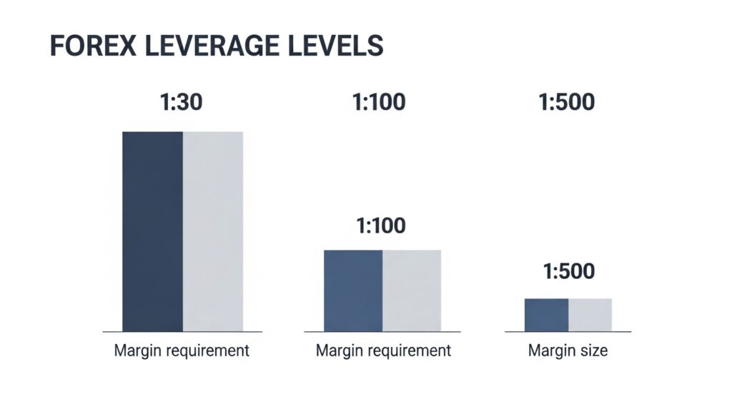 Forex leverage comparison showing how margin and starting capital requirements change