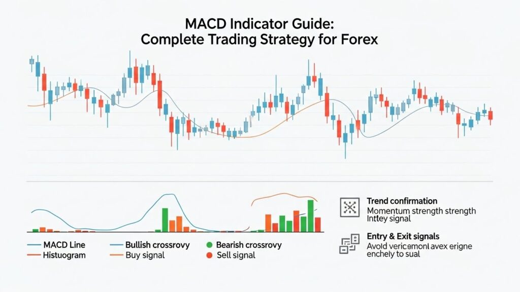 MACD indicator for forex trading. Learn crossover signals, divergence strategies, histogram analysis, optimal settings, and how to trade with MACD.