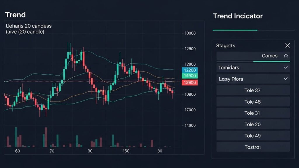 Forex chart illustrating trend indicators and moving averages used in technical analysis forex.