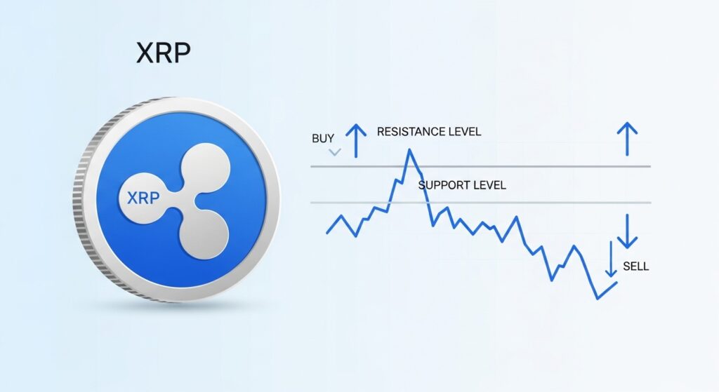 Illustration explaining XRP trading basics with price movement and market direction
