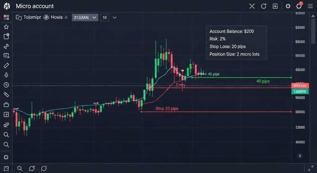 Ejemplo de tamaño de posición en cuentas micro forex con cuenta de $200

