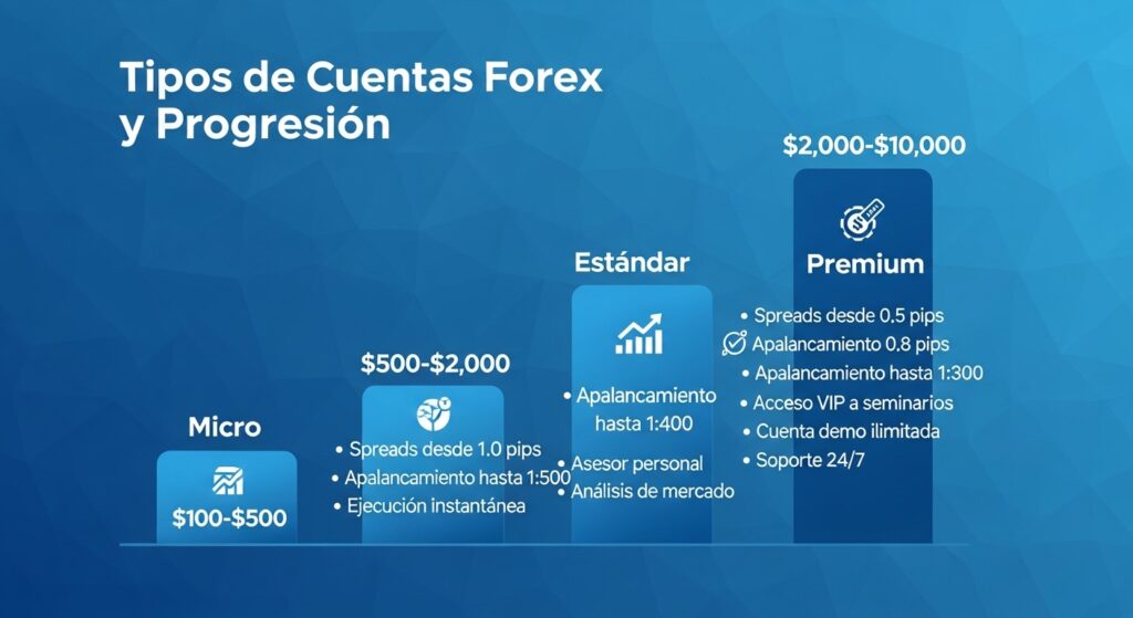 Cuentas estándar de forex: progresión desde cuentas micro hasta premium para operadores en desarrollo