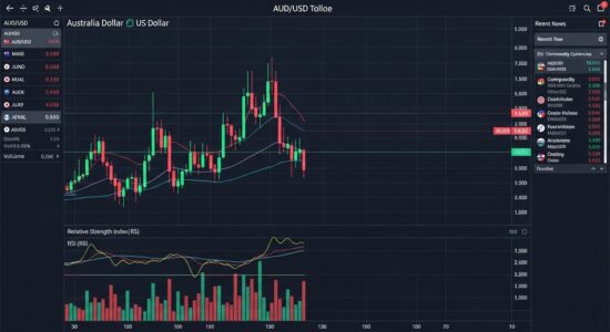 AUD/USD Handel: AUD/US Handelsleitfaden — Australischer Dollar US-Dollar Candlestick-Chart mit technischer Analyse