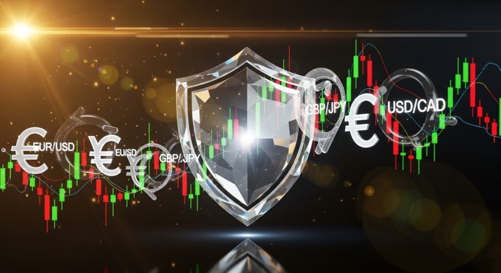 Forex risk management shield protecting trading capital