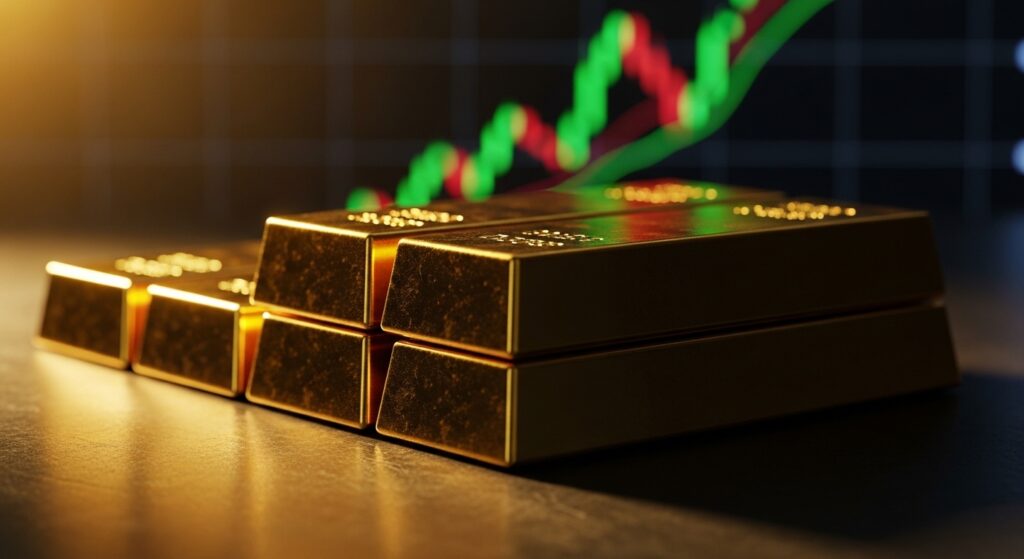 Gold bars representing XAU/USD gold trading in the forex market