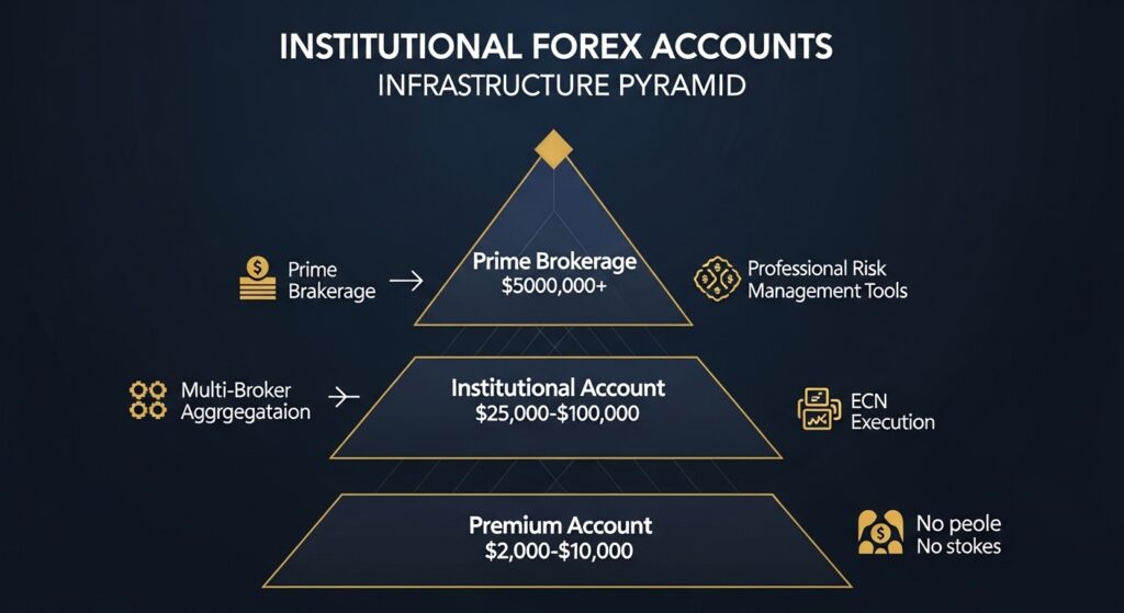 
هرم البنية التحتية لحسابات الفوركس من المتميز إلى المؤسسي إلى الوساطة الرئيسية - حسابات الفوركس المؤسسية
