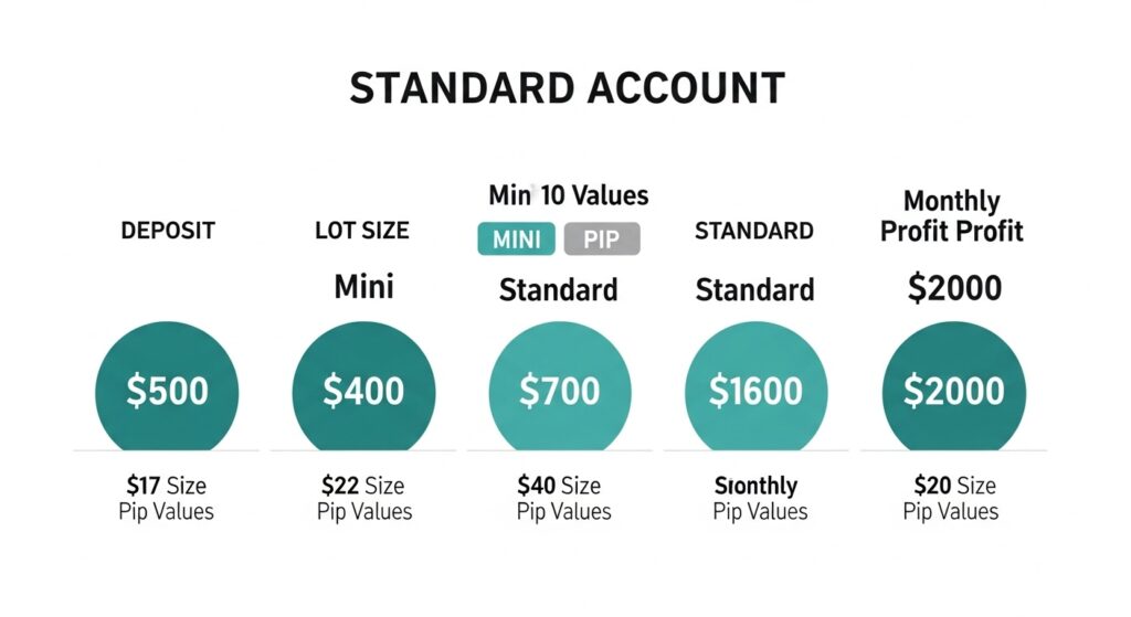 Standard-Forex-Konten: Vollständiger Leitfaden für Händler 1 Standard Forex Konten Leitfaden — professionelles Trading-Setup mit zwei Monitoren, MetaTrader Mini-Lot und Standard-Lot-Positionen