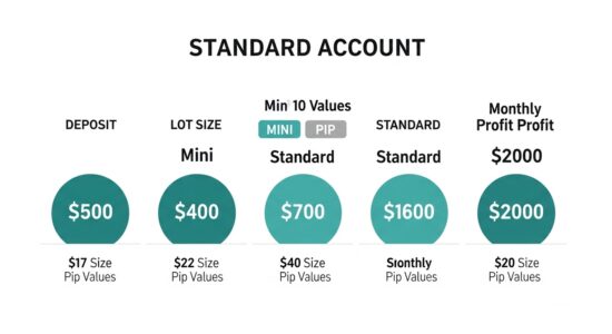 Standard-Forex-Konten: Vollständiger Leitfaden für Händler Standard Forex Konten Leitfaden — professionelles Trading-Setup mit zwei Monitoren, MetaTrader Mini-Lot und Standard-Lot-Positionen