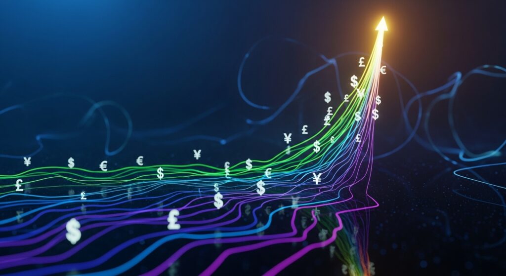 Key Strategies for Making Money in Forex, multiple forex trading strategy paths converging into a single profitable upward trajectory