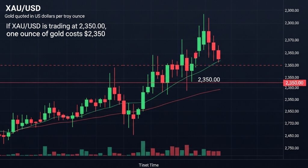 Gold-Trading: Vollständiger Leitfaden zum Handel mit XAU/USD 2 XAU/USD Gold-Trading Chart zeigt Goldpreis in US-Dollar pro Feinunze