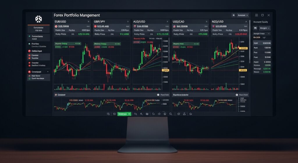 
لوحة تحكم متقدمة لإدارة صفقات الفوركس في حساب VIP تعرض عدة مراكز مفتوحة لأزواج العملات الرئيسية على منصة تداول احترافية.