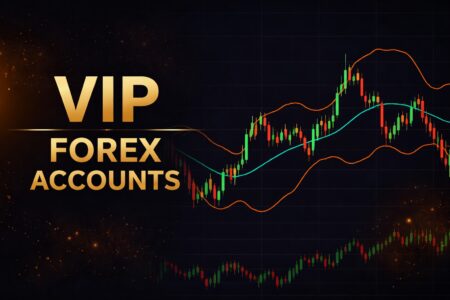 VIP forex accounts chart showing advanced trading indicators including Bollinger Bands and 20-period moving average