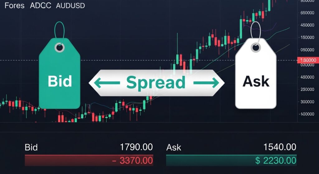 Featured: Spread im Forex — Diagramm zeigt die Differenz zwischen Bid- und Ask-Preis im Devisenhandel