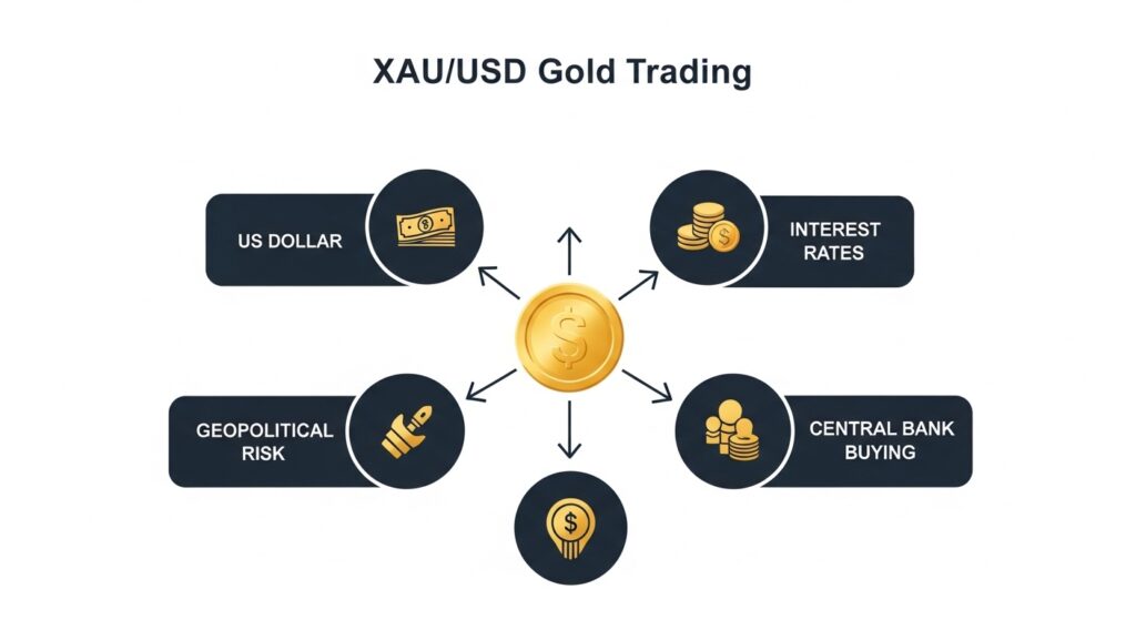 Goldbarren als Symbol für XAU/USD Gold-Trading im Forex-Markt
