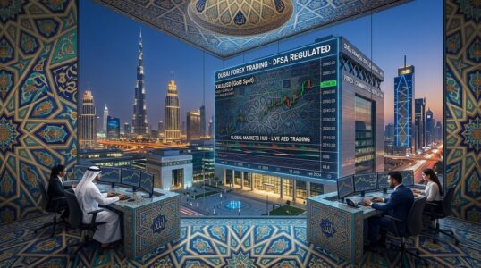 تداول العملات الأجنبية في دبي-Dubai forex trading skyline - DFSA